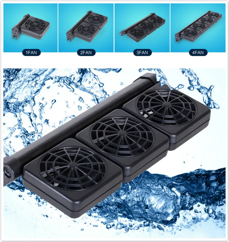 

Hot Sale 1/2/3/4 Fans Aquarium Cooler Adjustable Wind Cooling Fan Water Cold Wind Maker Aquarium Chiller For Fish Tank