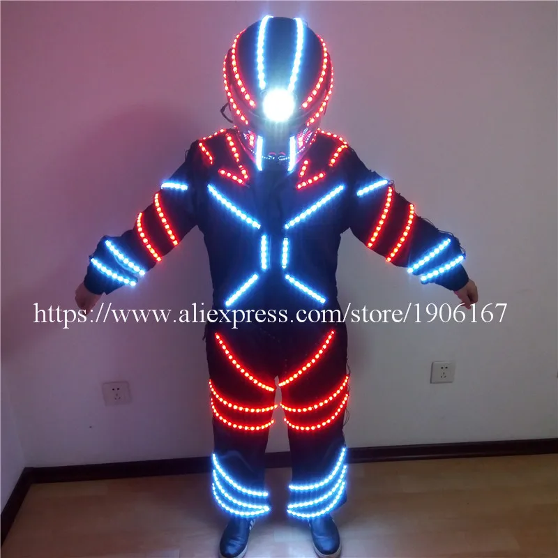 

Hot Sale Led Luminous Ballroom Costume Clothes With Helmet LED Growing Lighting Robot Suits For Event Party Supplies