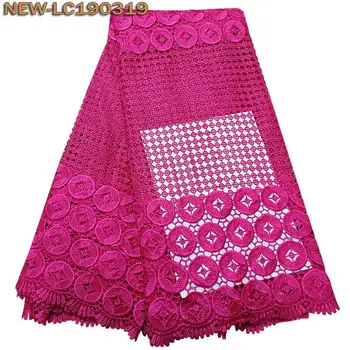 

Latest African Guipure Lace Fabric Water soluble Cord Fabrics 2019 High Quality Nigerian Water soluble lace fabric 5 yards NJE01