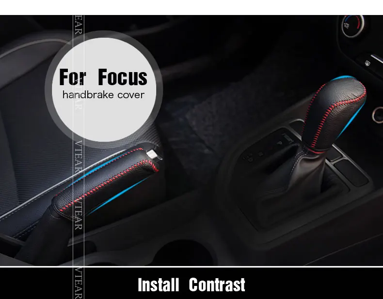 Рычаг переключения передач Vtear для Ford Focus 2 MK2 из искусственной кожи, рукоятки ручного тормоза, рычаг переключения передач для автомобиля, аксессуары ручной работы
