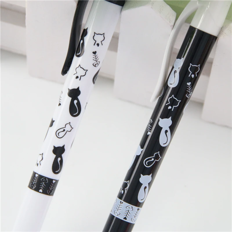 Ручка шариковая черная/белая 0 5 мм 2 шт./компл.|ballpoint pen|cat ballpoint penpen kawaii |