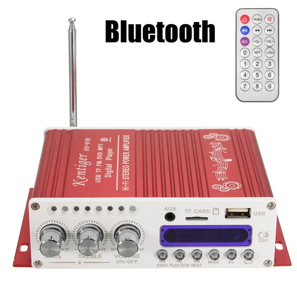 Красный 12 в цифровой мини Bluetooth Hi-Fi стерео автомобильный аудио усилитель Усилитель MP3-Плеер для автомобиля дома авто аксессуары для интерьера