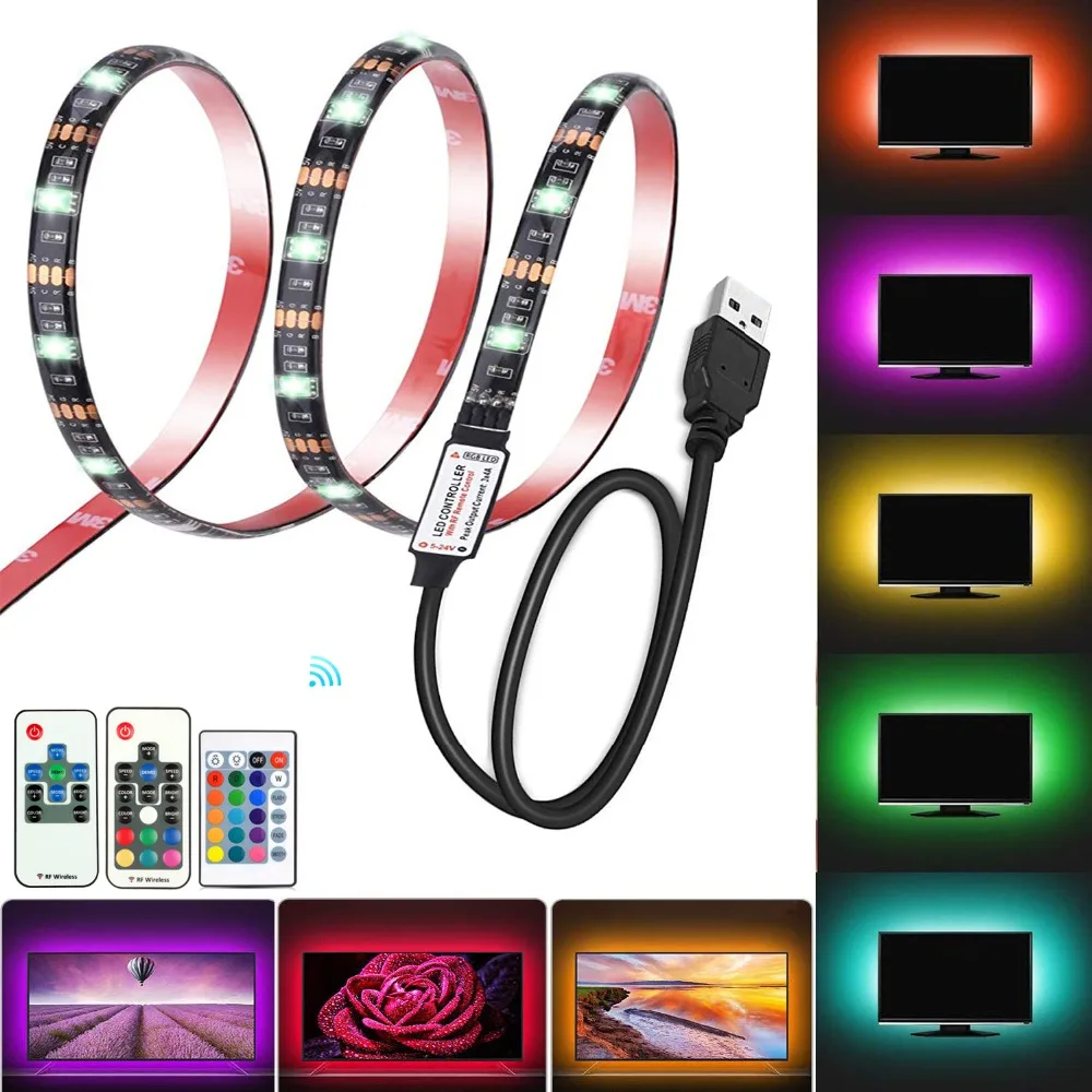 5V USB Светодиодные ленты 5050 RGB Светодиодные ленты светильник Bluetooth Wifi музыкальная полоса IP65 Гибкая светодиодный лента ТВ фон светильник Инж