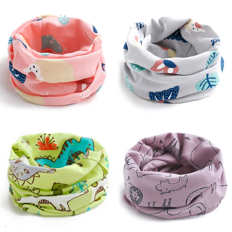 Bufanda de algodón para niños, niñas y bebés, con dibujo de dinosaurio, 100%, anillo redondo, para el cuello, cálida, para primavera, otoño e invierno, nueva