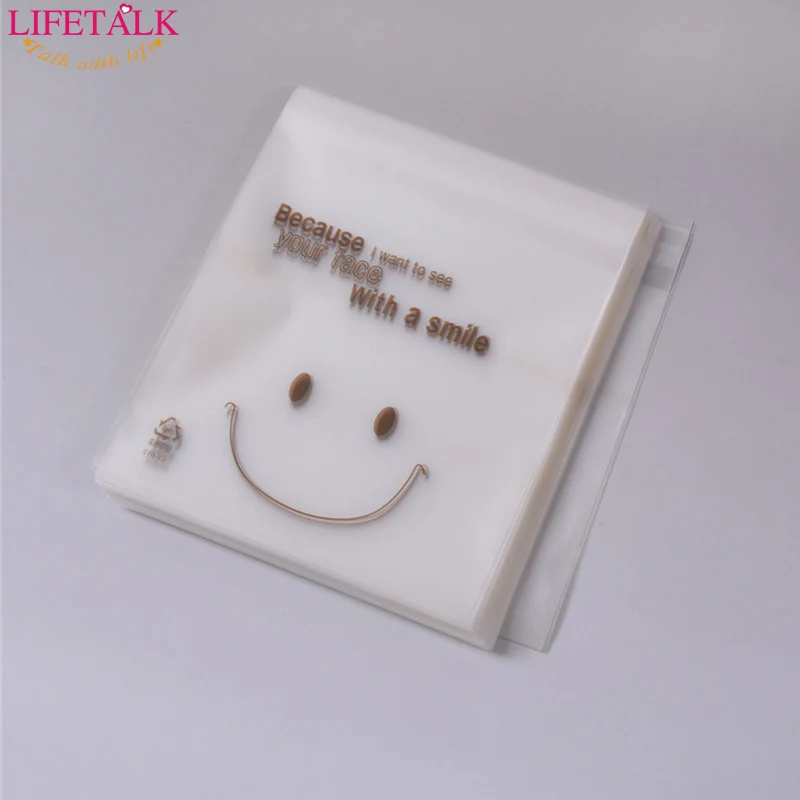 

100PCS 14x14cm Smile Face Design Bakery Cupcake Decorating Packing Kid Birthday Biscuit Cookie Gift Bags
