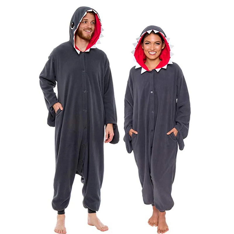 

Shark Kigurumi Animal Onesies For Adults Cartoon Pajamas Men Blue Bodysuit Women Cosplay Costume Carnival Halloween Pyjamas