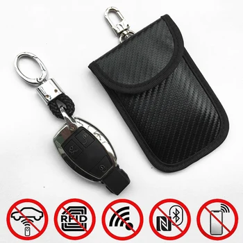 

Car Key Case Bag FOB Signal Blocker Bag RFID Shielding Key Credit Card Bags Organizer Trinket Keychain Covers Car Interior tools