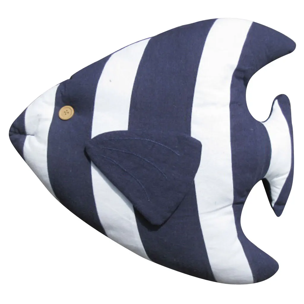 Mediterranean Style Back Cushion Fish Shape Throw Pillow Sofa Seat Pad-Blue