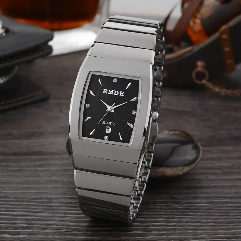 RMDE стиль люксовый бренд часы прямоугольник Вольфрамовая сталь кварцевые наручные часы элегантные модные мужские часы водонепроницаемые мужские часы