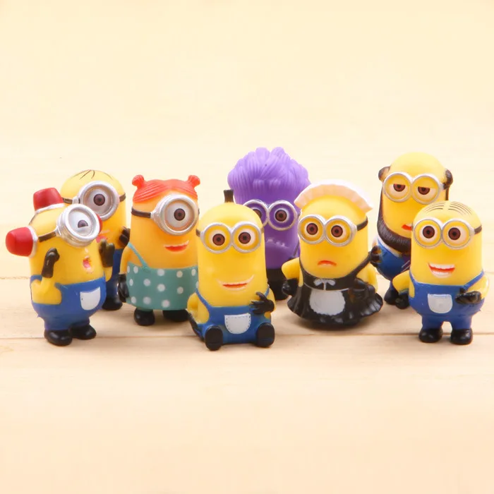 8pcs/lot Minion Miniature Figurines Toys Cute Lovely Model Kids Toys 5.5cm PVC Anime Children Figure