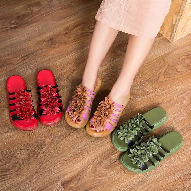 ZHUZHIXIU-Hotsale,2018 summer new style women's genuine leather slippers, flower slippers and thick bottom women's slippers ZHUZHIXIU-Hotsale,2018 summer new style women's genuine leather slippers, flower slippers and thick bottom women's slippers