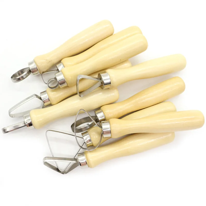 Carving Clay Sculpting Hand Chisel Modeling Making Tool Stainless Steel and Wood Round Pottery Hole Cutters Ceramic Set Kit|Инструменты