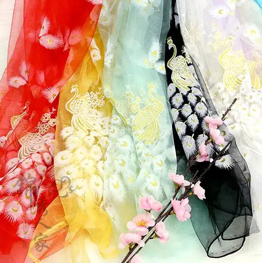 150cm*100cm Peacock bronzing flocking mesh fabric yarn stage performances decorative yarn