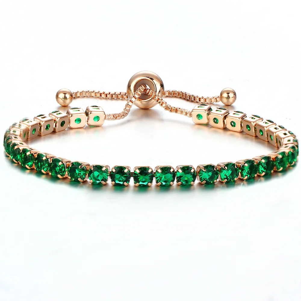 

Newest Round Tennis Bracelets For Women Rose Gold Silver Color Cubic Zirconia Charm Bracelet & Bangles Jewelry Party Gift