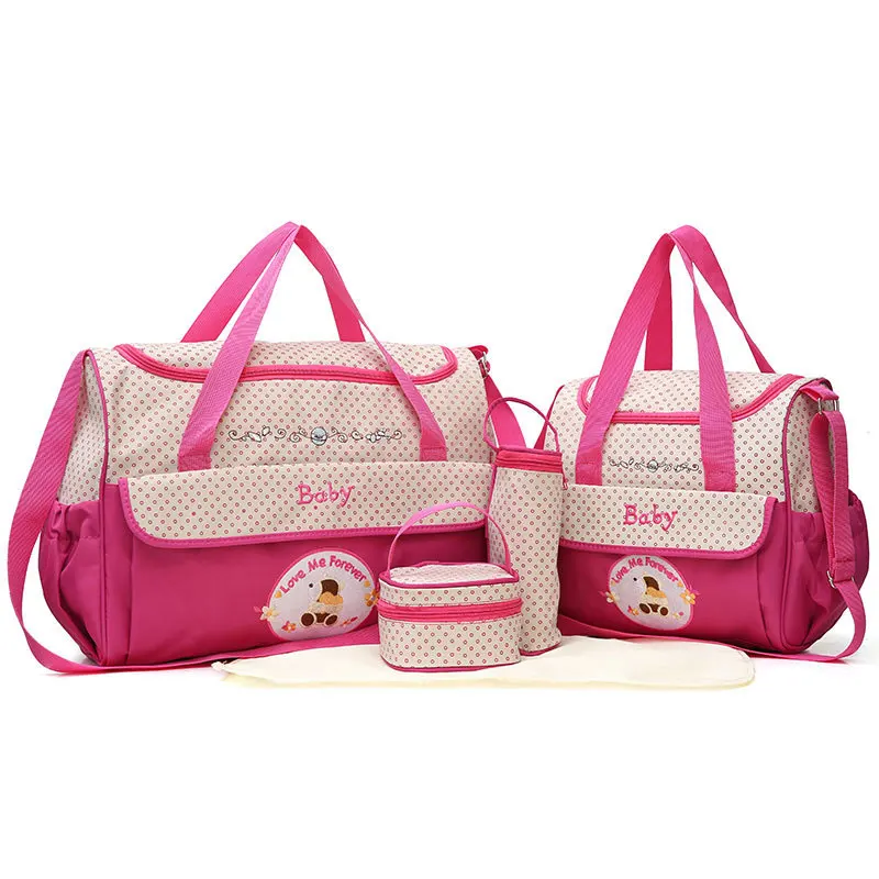 

5 Pcs Backpack Maternity Multi-functional large capacity Baby Care Bag Mom'S Backpack Bag For Mom On The Stroller Mummy Bag