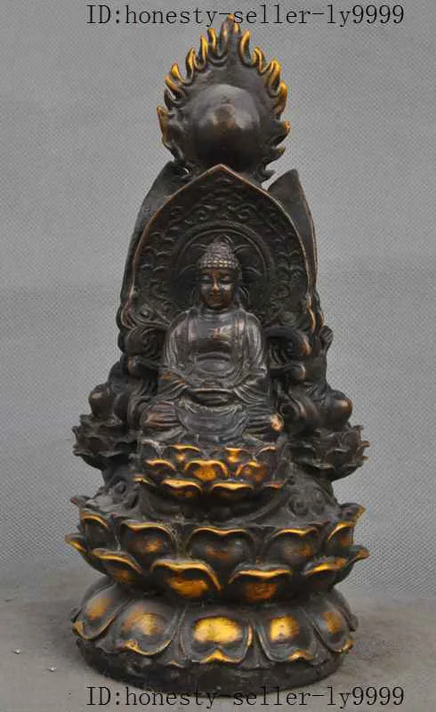 

christmas old tibet buddhism bronze gilt Kwan-Yin jizo sakyamuni West 3 buddha statue halloween