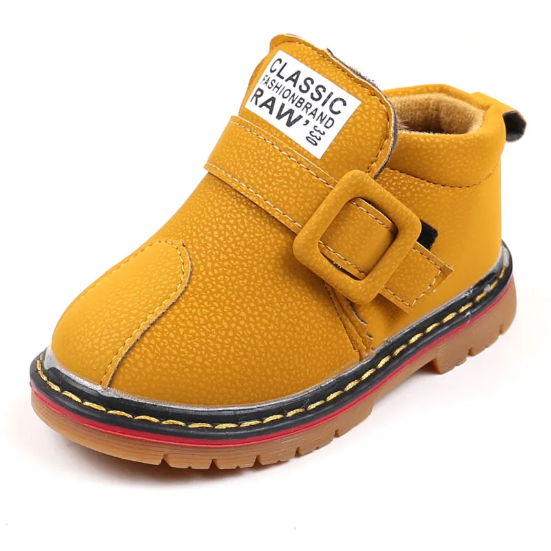 JUSTSL/Новинка года; зимняя детская хлопковая обувь; детская теплая спортивная хлопковая обувь; зимние ботинки для мальчиков и девочек; size22-31 - Цвет: Цвет: желтый