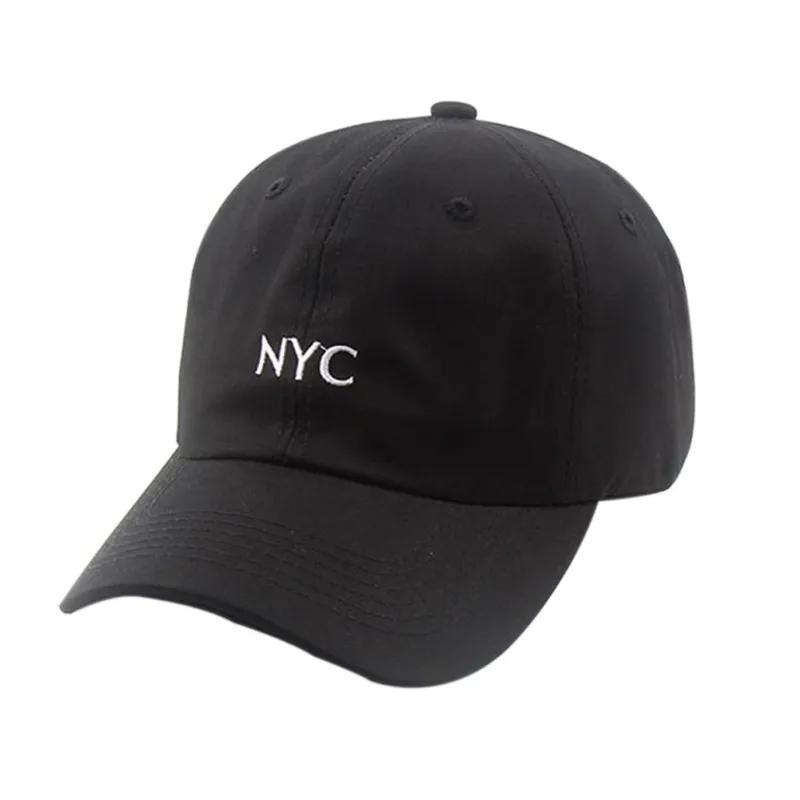 Black NYC Корейская версия хип-хоп шляпа, с вышитыми буквами Регулируемая УФ-хлопковая кепка козырек головной убор уличные аксессуары для спортивной одежды - Цвет: Black NYC