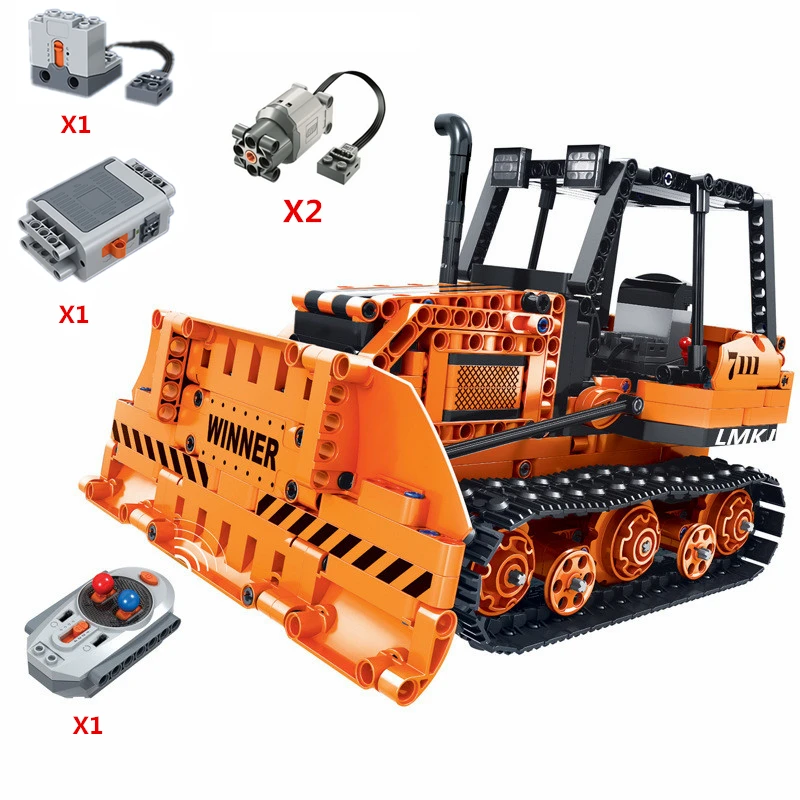 WINNER Technic MOC Electric Remote Control Bulldozer Building Blocks