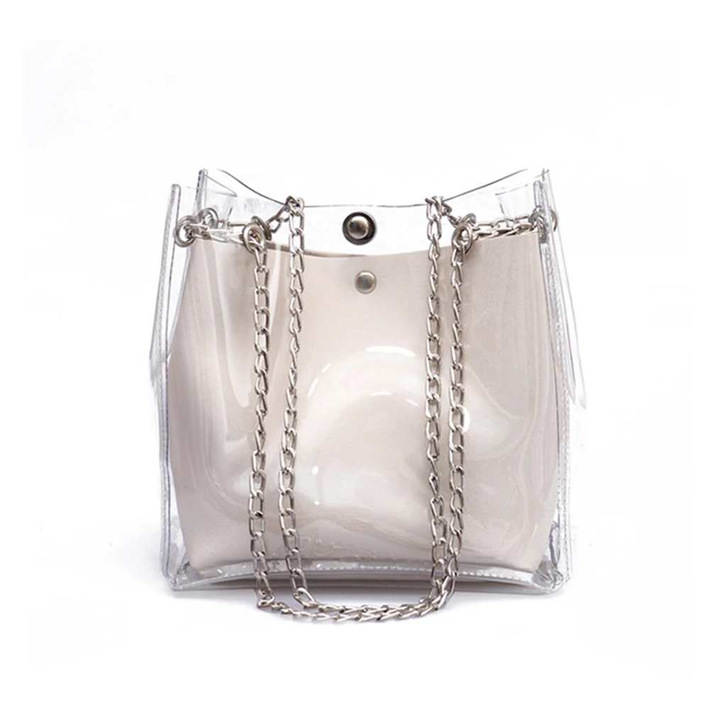 Women&#39;s Clear Transparent Shoulder Messenger Bag Satchel Bucket Purse Clutch Fashion Bucket ...