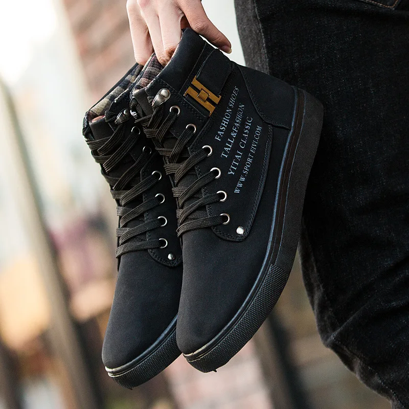 Comprar Zapatillas de deporte para hombre Koovan 2018 Otoño e Invierno cuero mate Zapatos altos para hombre talla grande 47 Retro Casual botas para hombre