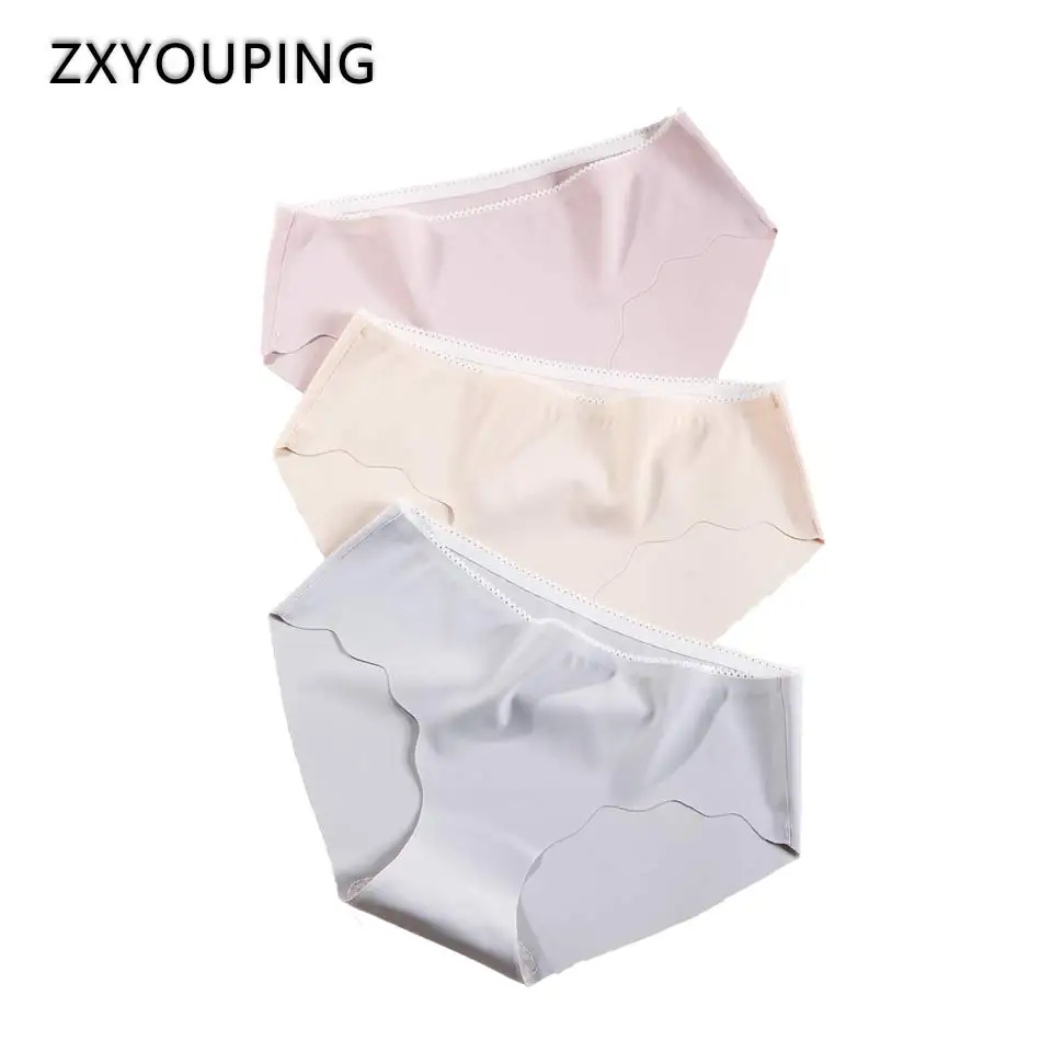

2019 New Hot Soft Ice Silk Panties Seamless Briefs Underwear Summer Women's Panties Sexy Solid Color Mid Rise Lingerie For Girl