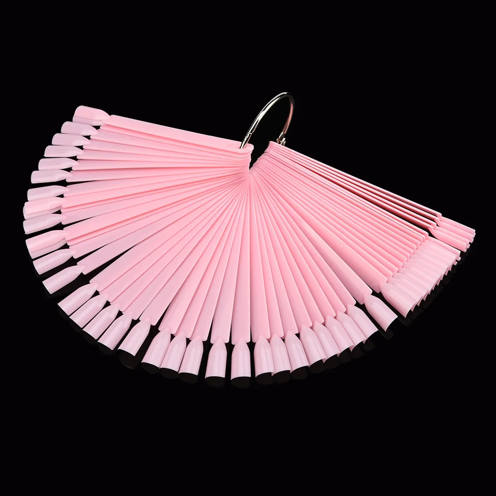 

50Pcs Transparent Detachable Nail Display Tool Foldable Fan Board DIY Nail Color Rings Pro Salon Showing Shelf Color chart
