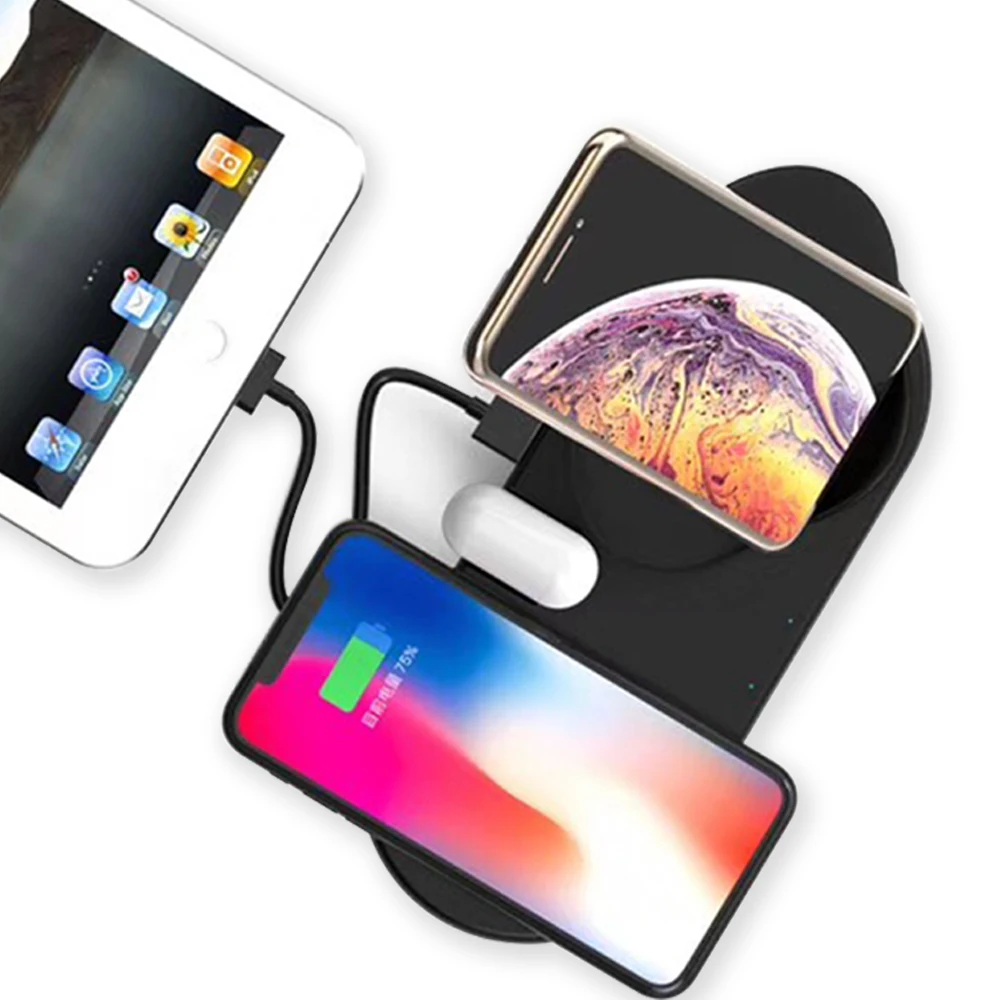 Беспроводное зарядное устройство 4 в 1 для Iphone 11 Pro XS MAX XR 8 Plus X Apple Watch Series 5 3 2 Iwatch