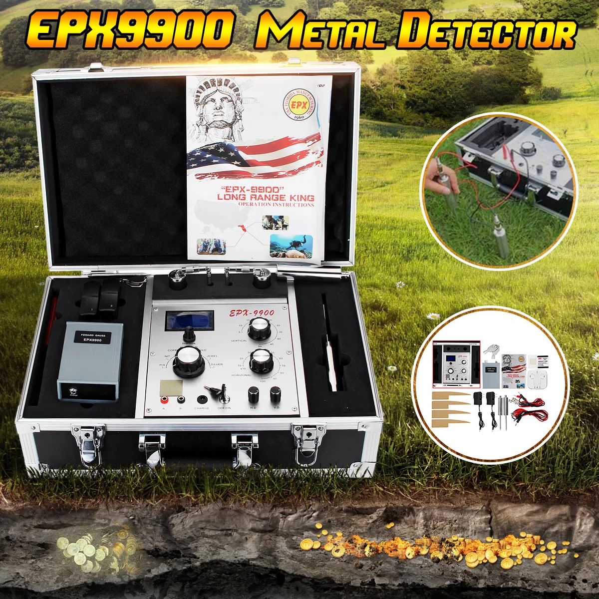 

EPX-9900 Long Range Metal Gold Diamond Detector Underground Treasure Hunter