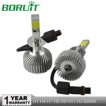 

BORUiT 80W 6000LM COB LED Car Headlight Bulbs H1 H4 H7 H11 H3 H8 H9 LED Car Lights Automotive Front Headlamp Fog Light 6000K