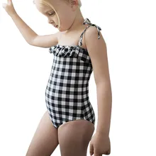 Лето, бикини, одежда для купания для маленьких девочек, бикини с открытыми плечами, купальник в клетку, купальный костюм, купальный костюм, цельная одежда для плавания JU1