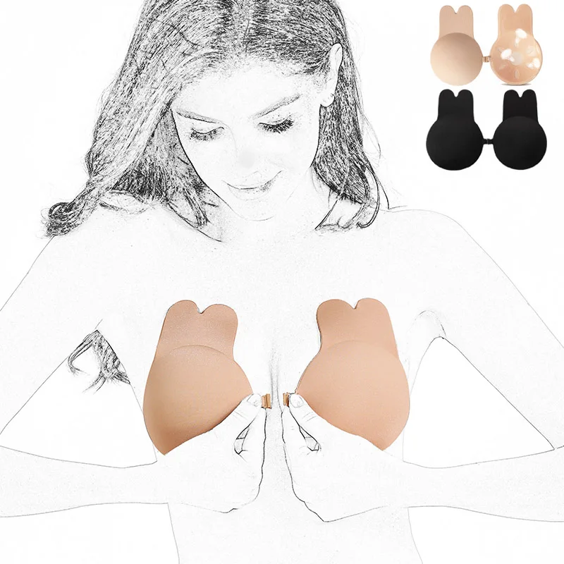 Invisible Push Up Bra Reusable Strapless Adhesive Bra Women Breast Petals Nipple Cover Self Adhesive Silicone Sticky Rabbit Bras