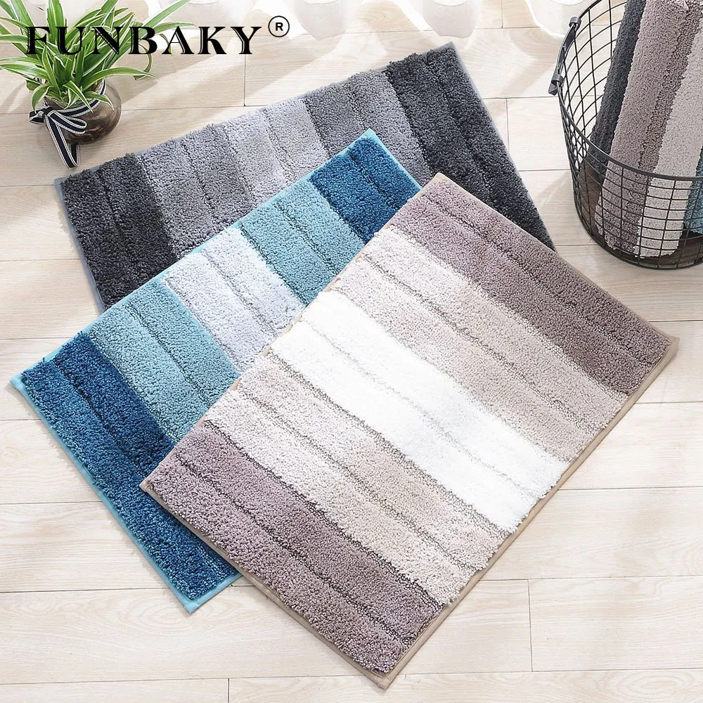 

FUNBAKY Geometric Microfiber Anti Slip Bathroom Carpet Rug Bath Mat Bath For Kitchen Door Floor dywaniki lazienkowe