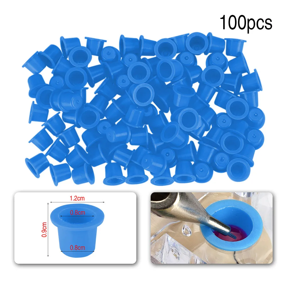 

100pcs Plastic Microblading Tattoo Ink Cup 8mm Diameter Small Permanent Makeup Tattoo Pigment Color Cups Accessories