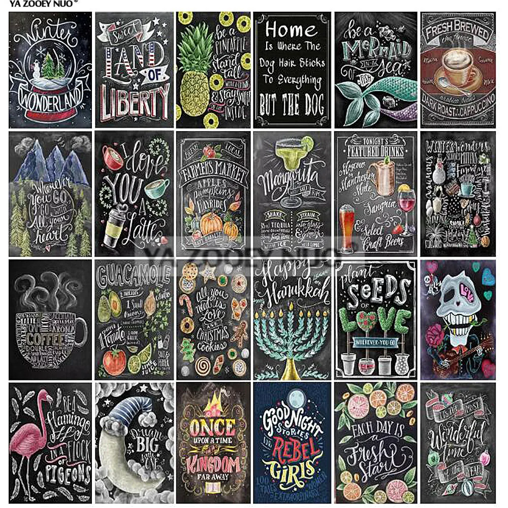 

Full Square / Round Drill 5D DIY Diamond Painting "Chalkboard text" 3D Embroidery Cross Stitch 5D Home decor Gift YU617