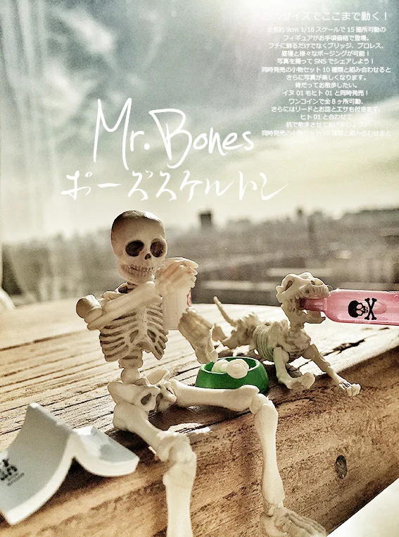 

Cute Fashion design Mr. Bones Pose Skeleton human skeleton model with dog table desk book mini figure kids toys collectible gift