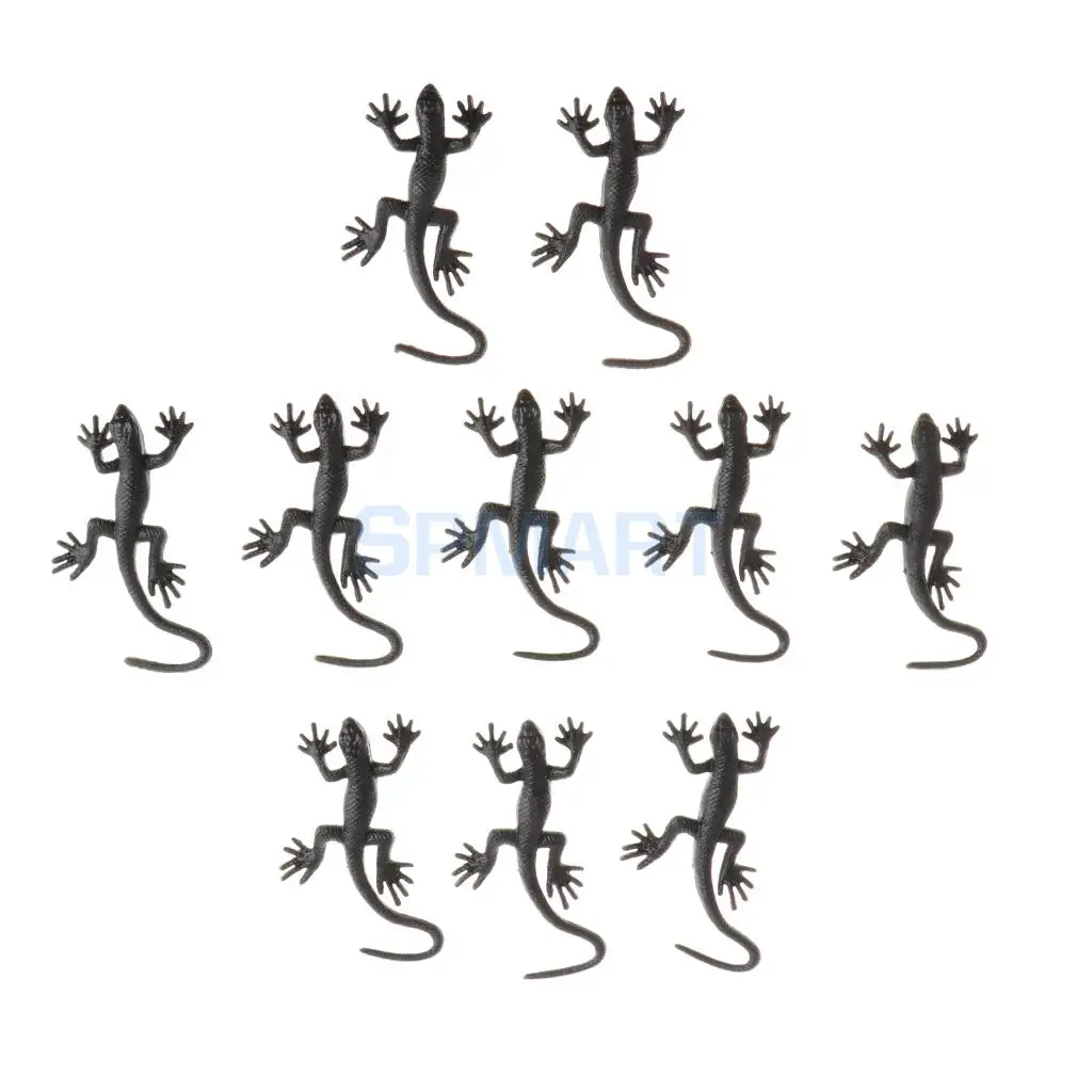 10x Rubber Animal Gecko Model Educational Toy Party Bag Fillers Halloween Prop Children Kids Toys Home Decor Gray