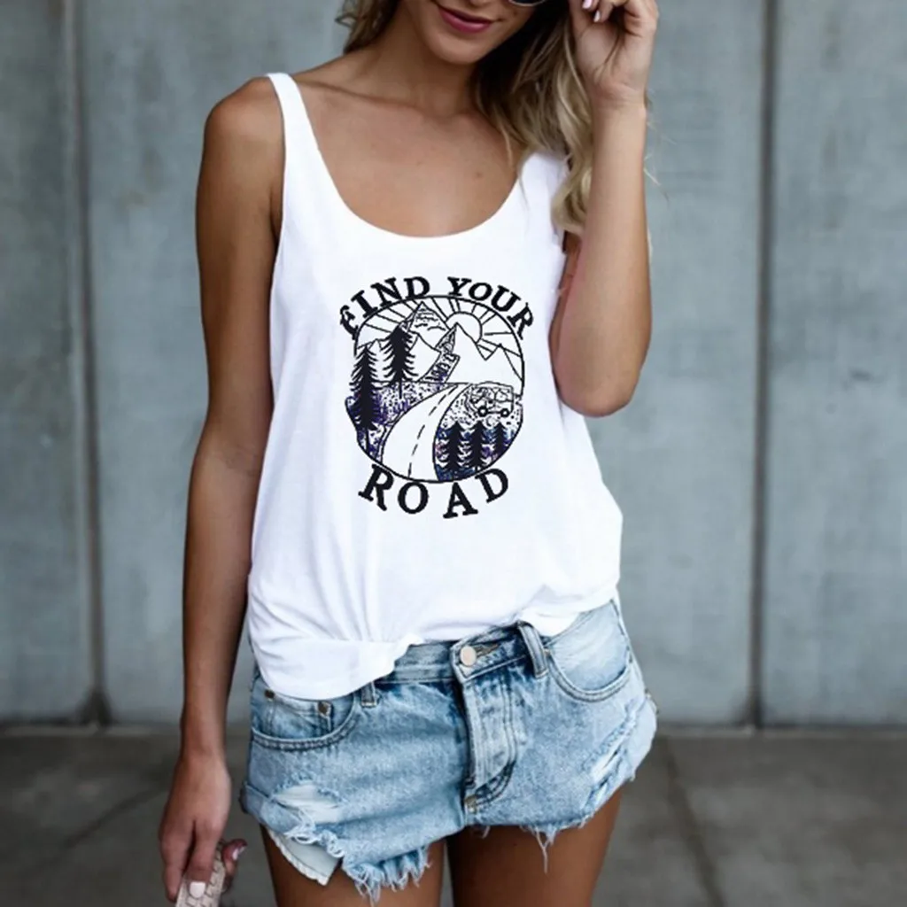 

New Fashion Women Summer Print Vest Sleeveless Loose Crop Tank Tops Blouse Tops T-Shirt Cotton Cute streetwear Haut femme