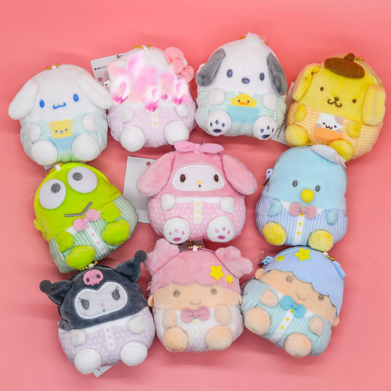 1pcs 9cm Sanrio Cute Anime Cartoon Plush Toys My Melody Animal Crossing Dolls Soft Kity Cat Coin Pure Pendant for Girls Gifts