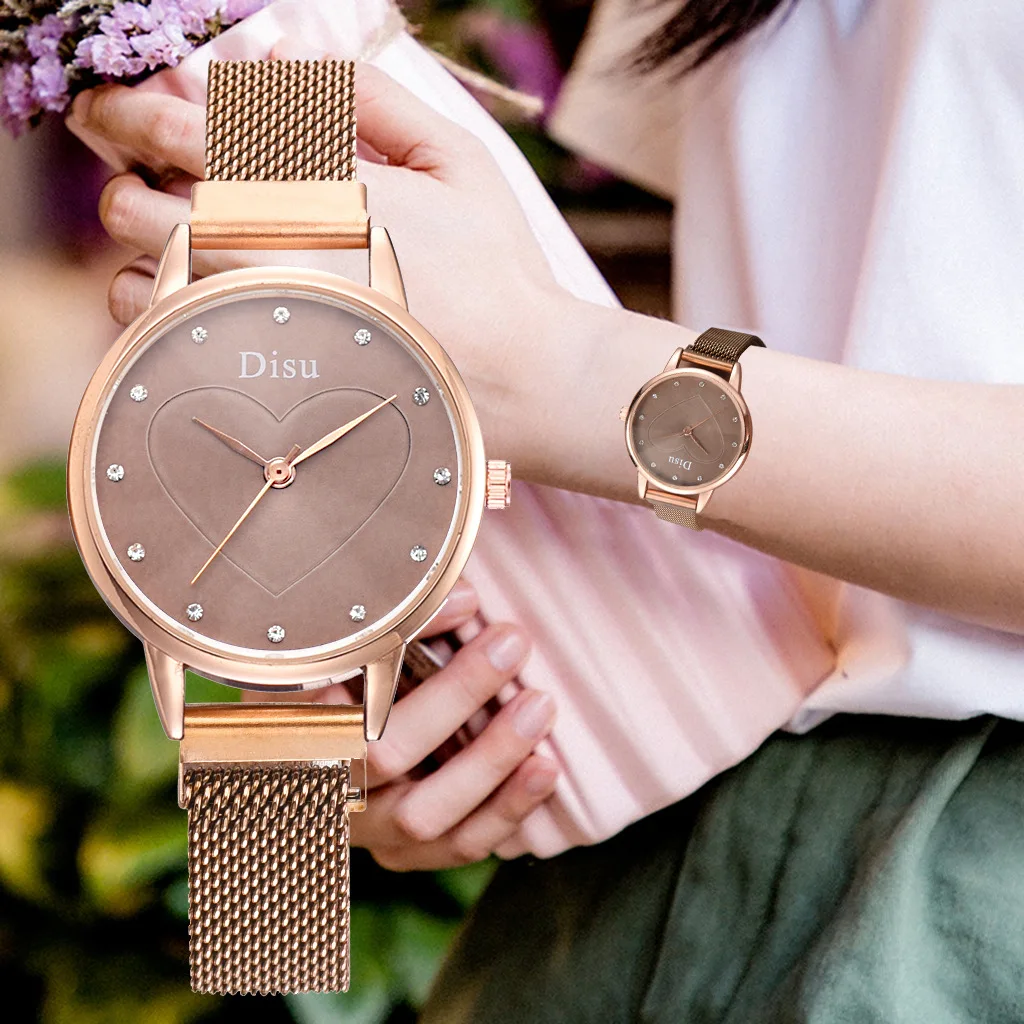 

Disu New Brand Casual Women Bracelet Watches for Women Fashion Dress Wristwatch Ladies Quartz Wristwatch Luxury Rose Gold Watch