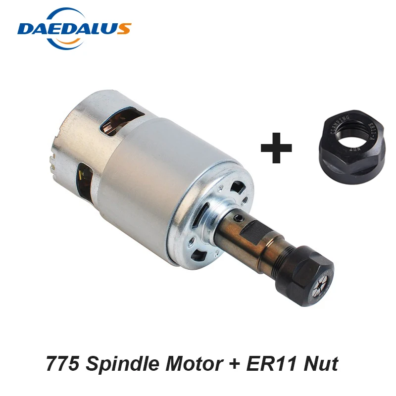

Daedalus 775 Spindle Motor 12V 10000RPM DC Air Cooled Spindle With Nut Extension Rod For CNC 3018 2418 1610 Pro Engraver