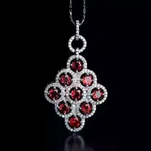 Натуральный красный гранат камень кулон S925 Серебряный натуральный драгоценный камень кулон Цепочки и ожерелья модный роскошный большой круглый женские вечерние ювелирные изделия
