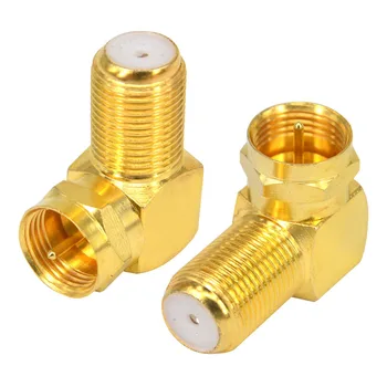 

10 Pieces F Male Plug to F Female Jack Right Angle Adapter Connector Goldplated 90 Degree Coax TV "F"