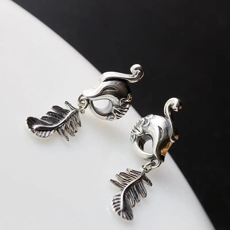 

925 Sterling Silver Earrings Handmade hypoallergenic Phoenix retro Silver Earrings