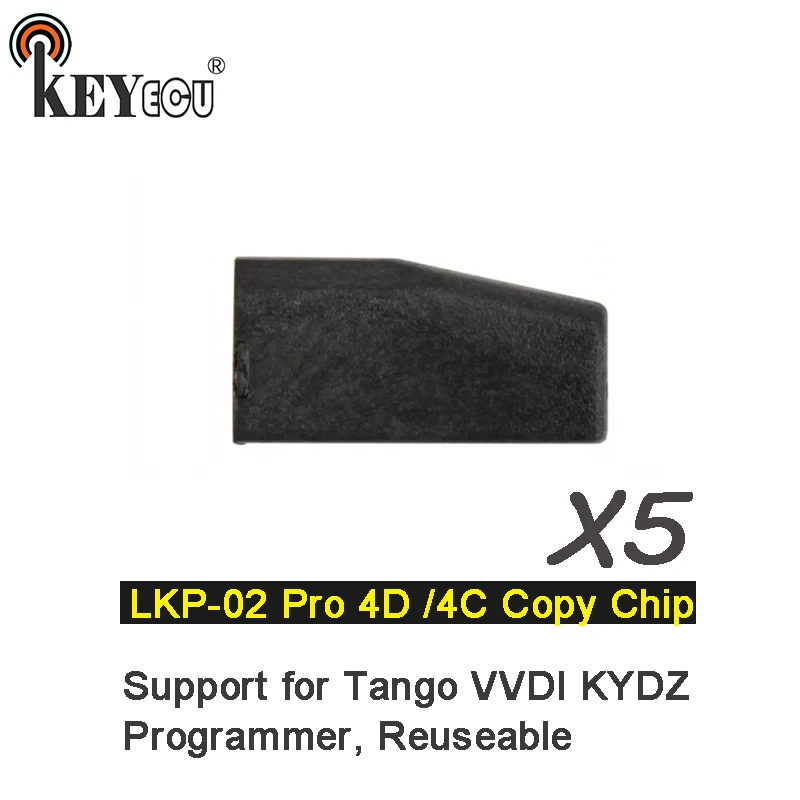 

KEYECU 5x LKP-02 Pro 4D /4C Copy Chip Transponder key Chip for Tango VVDI KYDZ Programmer, Reuseable 4C/ 4D60/ 61/ 62/ 64 (4E)