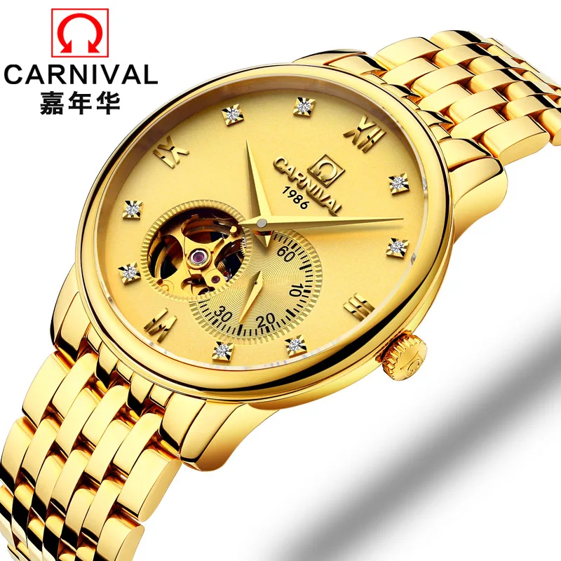 

Fashion Hollow out Tourbillon Men Watch CARNIVAL Automatic Watch men Small second dial Sapphire waterproof Mechanical Watches