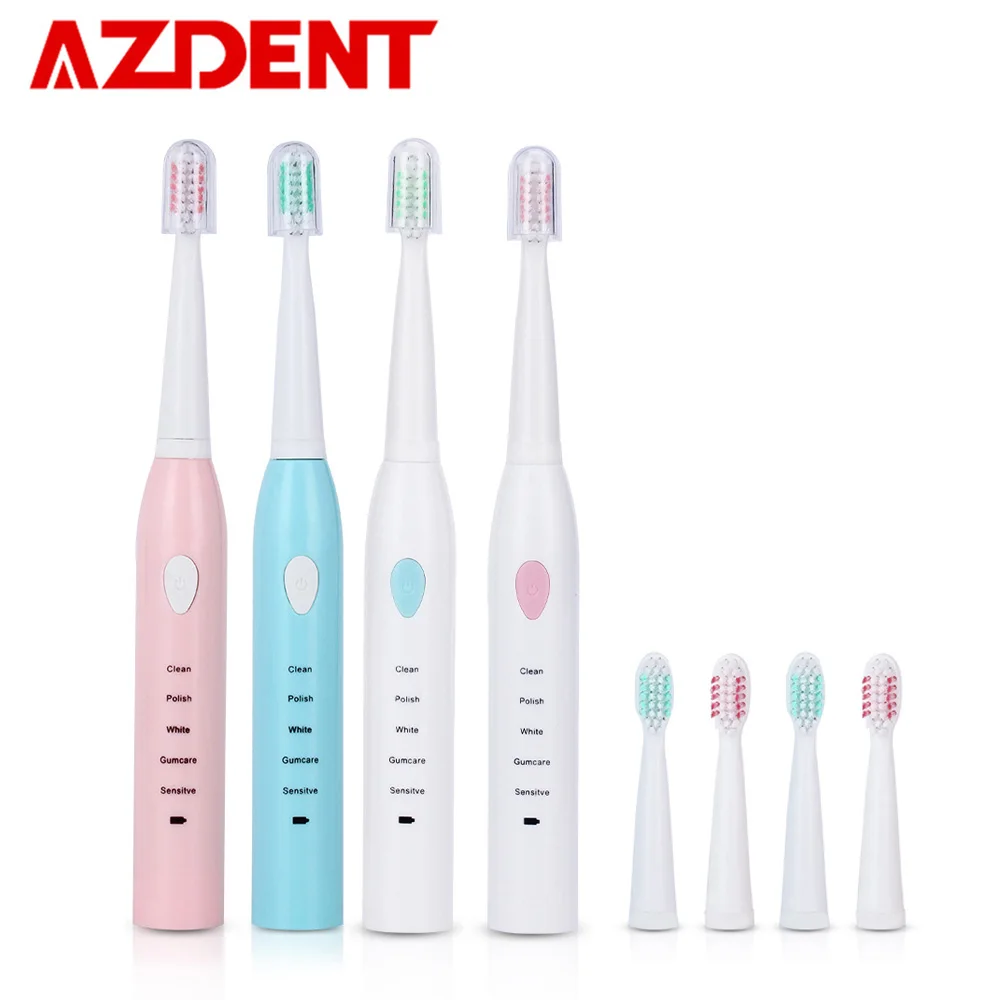 AZDENT, новинка, AZ-3, профессиональная электрическая зубная щетка, USB зарядное устройство, перезаряжаемая зубная щетка, 4 сменные головки, 5 режимов очистки, таймер