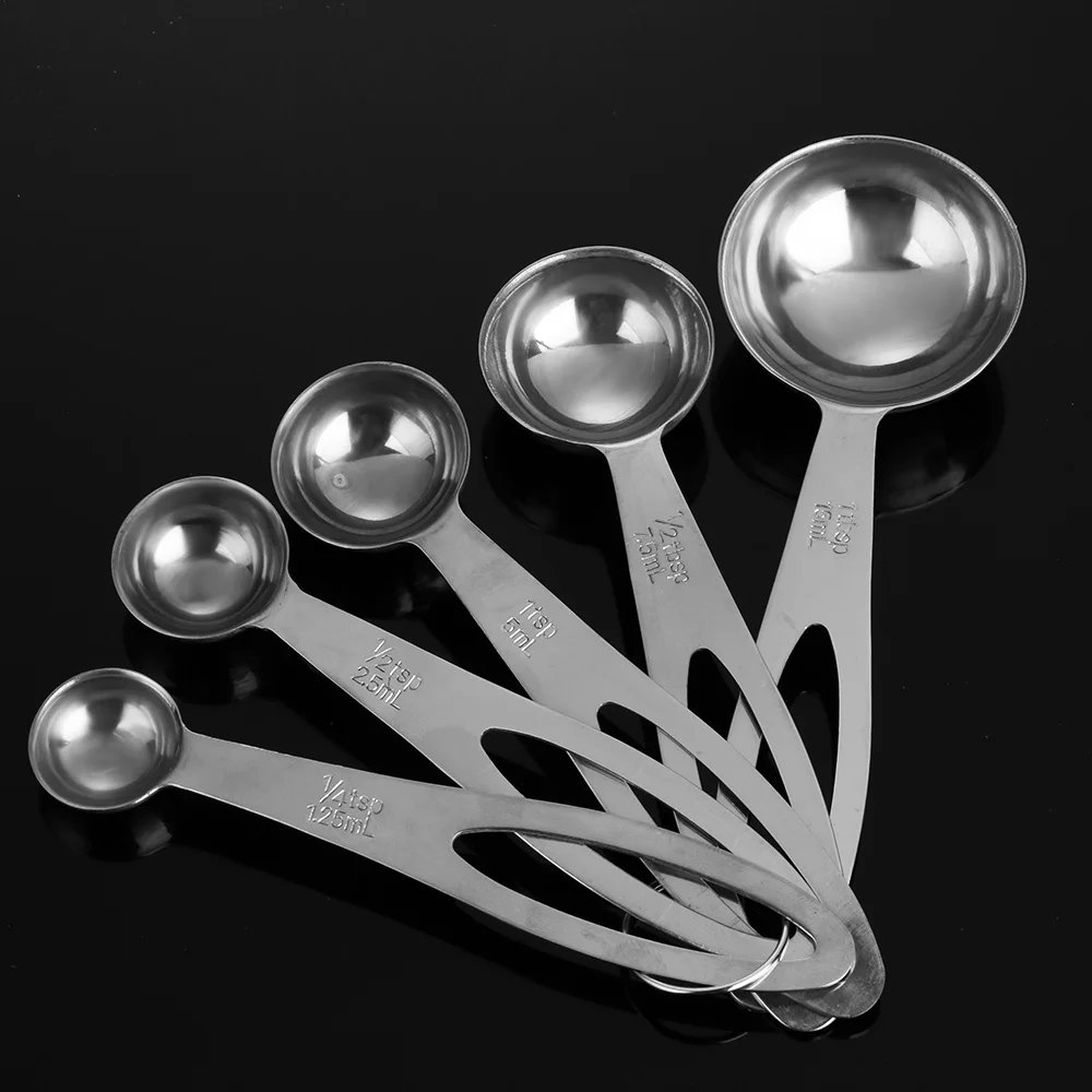 5Pcs/Set Stainless Steel Measuring Spoon Household Baking Flour Scoop