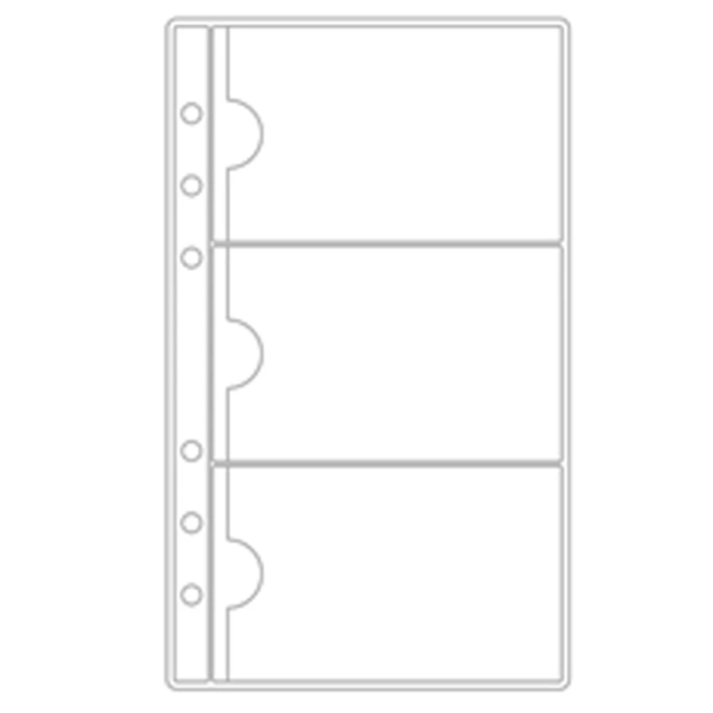 A6 Business card А5 А6 ПВХ сумка на молнии стандартная 6 отверстий прозрачная сумка для карт сумки для купюр Вкладыш пластиковый держатель для карт карманы органайзер для хранения - Цвет: A6 Business card
