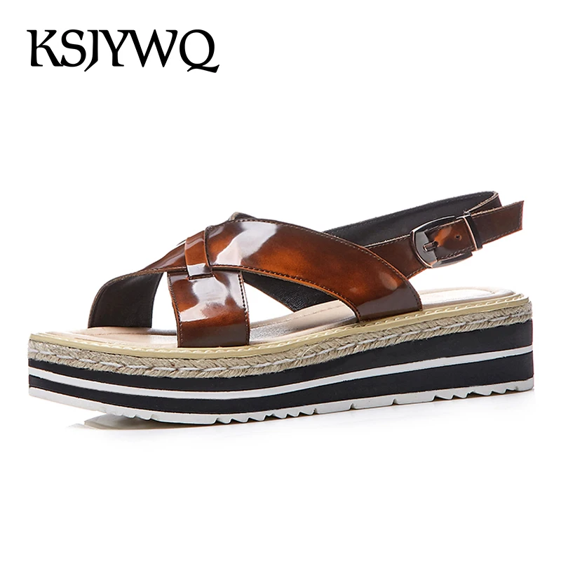 Aliexpress.com : Buy KSJYWQ 2018 Summer Genuine Leather Platform Sandals 5.5 CM Thick Soles Sexy 